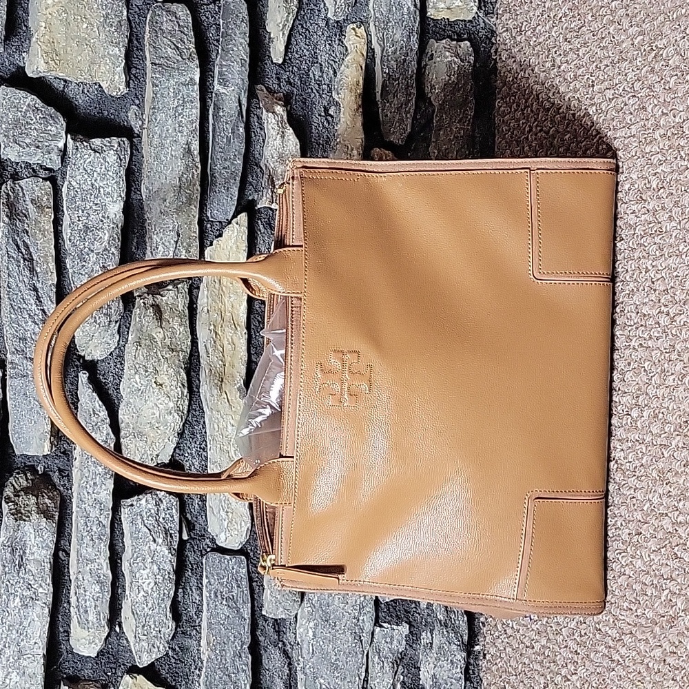 Tory Burch large Ella canvas leather tote bag